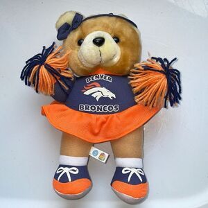 Vintage 1998 NFL Good Stuff Denver Broncos Cheerleader Teddy Bear/yarn pompoms